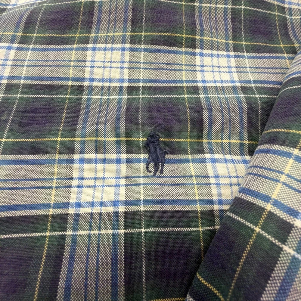 Polo Ralph Lauren Mens 4XB Classic Fit Plaid Button Down Shirt Green Navy Blue